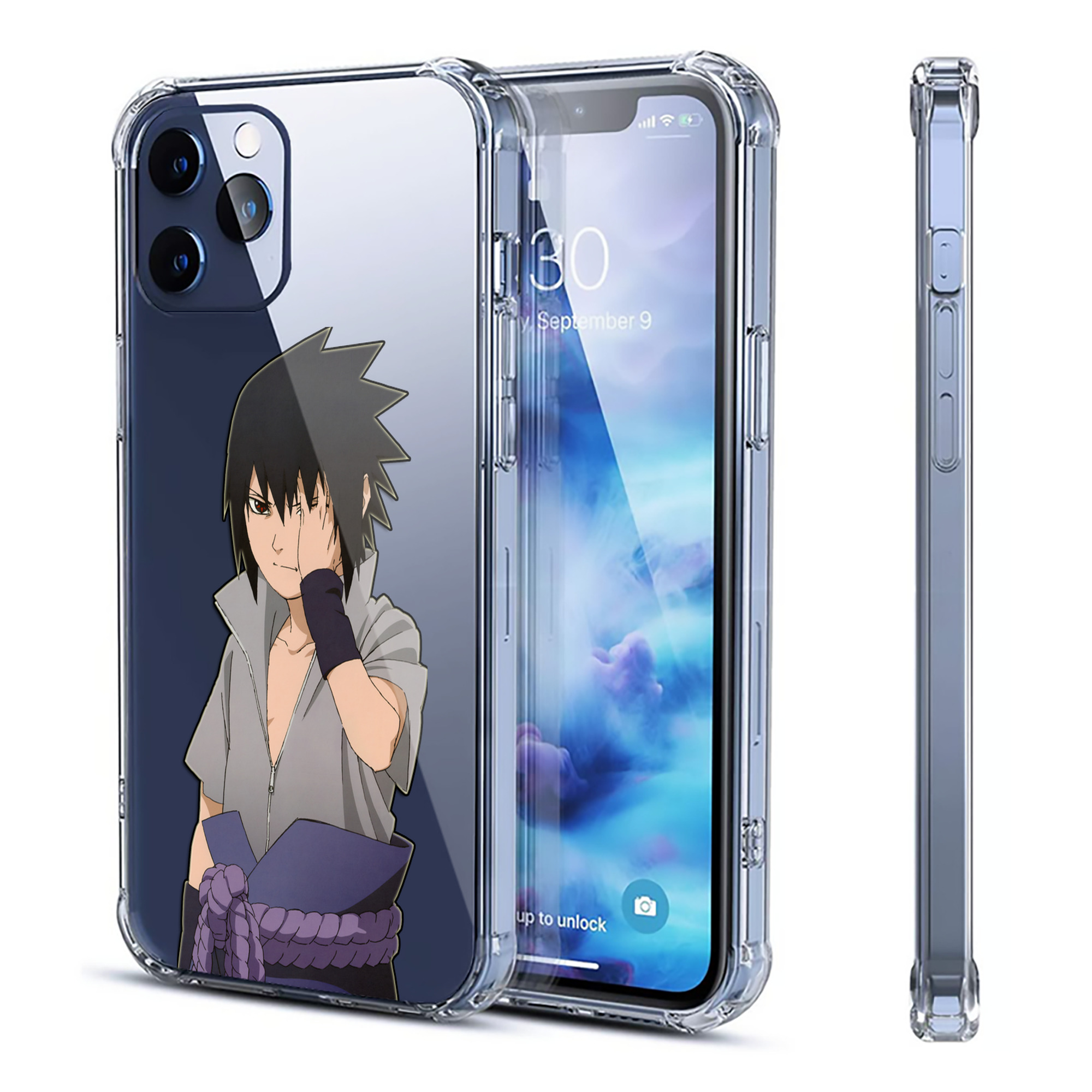 （画像用） NARUTO -ナルト- うちは サスケ Uchiha Sasuke 【iPhone 12シリーズ対応】透明スマホケース（クリアソフトケース）